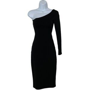 Revolve LPA One Sleeve Dress XS Black Bodycon Midi LBD Sexy Party Fall Fashion